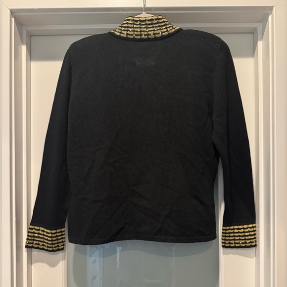 San Remo by Laura Knits Vintage 80’s Black & Gold Sweater Cardigan Size S Retro - Picture 6 of 16